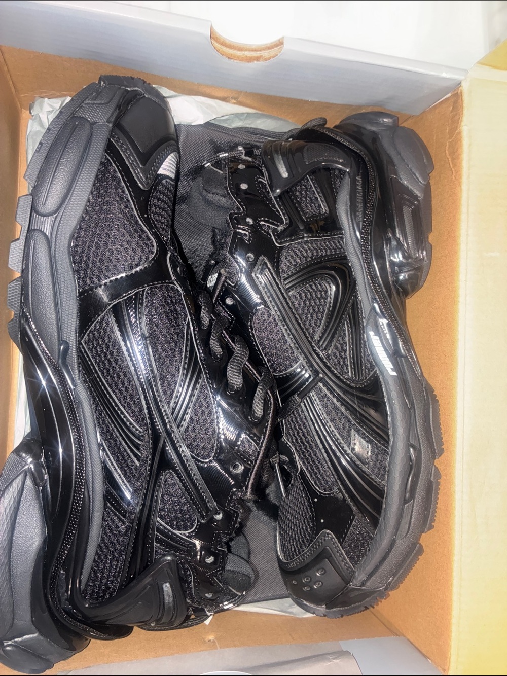 Balenciaga Black Layered Mesh Athletic Sneakers